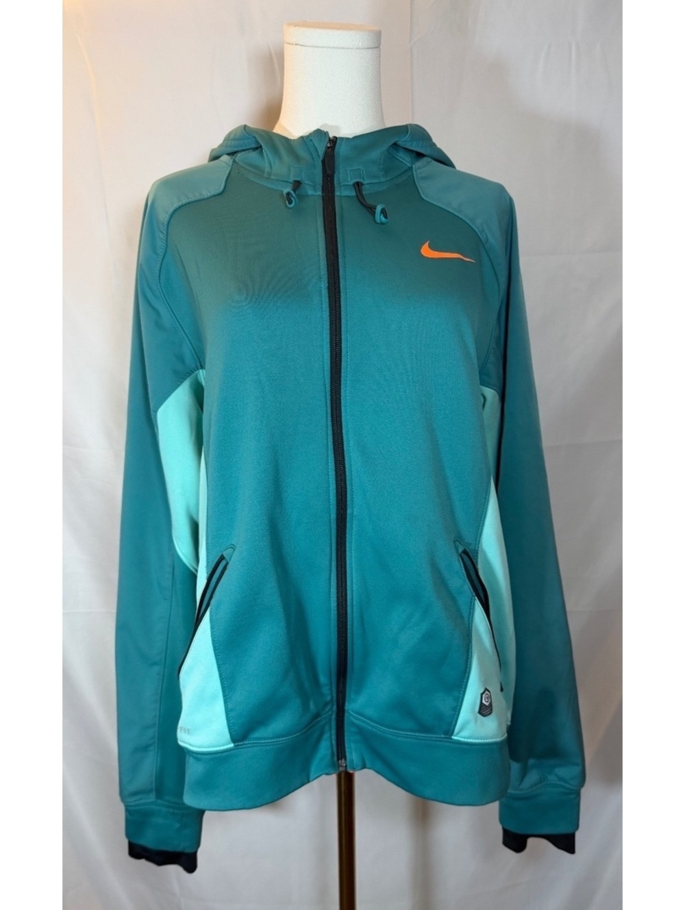 Nike Therma-Fit Full Zip Hoodie Jacket Medium Teal with Light Blue Accents